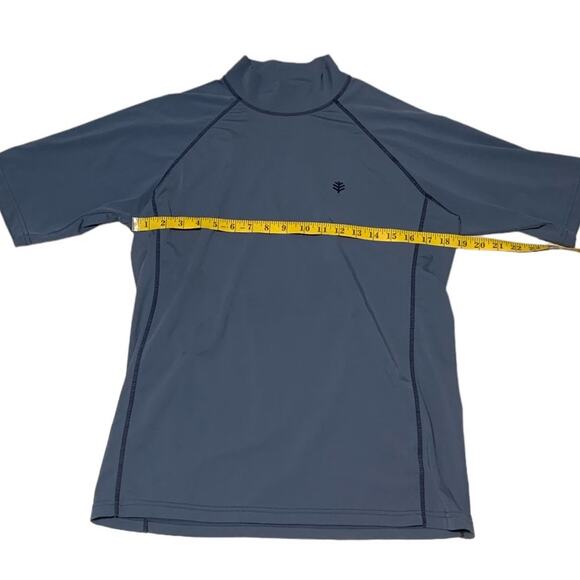 COOLIBAR Shirt Short Sleeve Men's M 50 SPF Blue Stretchy Sun Protection Beachy - Picture 3 of 6